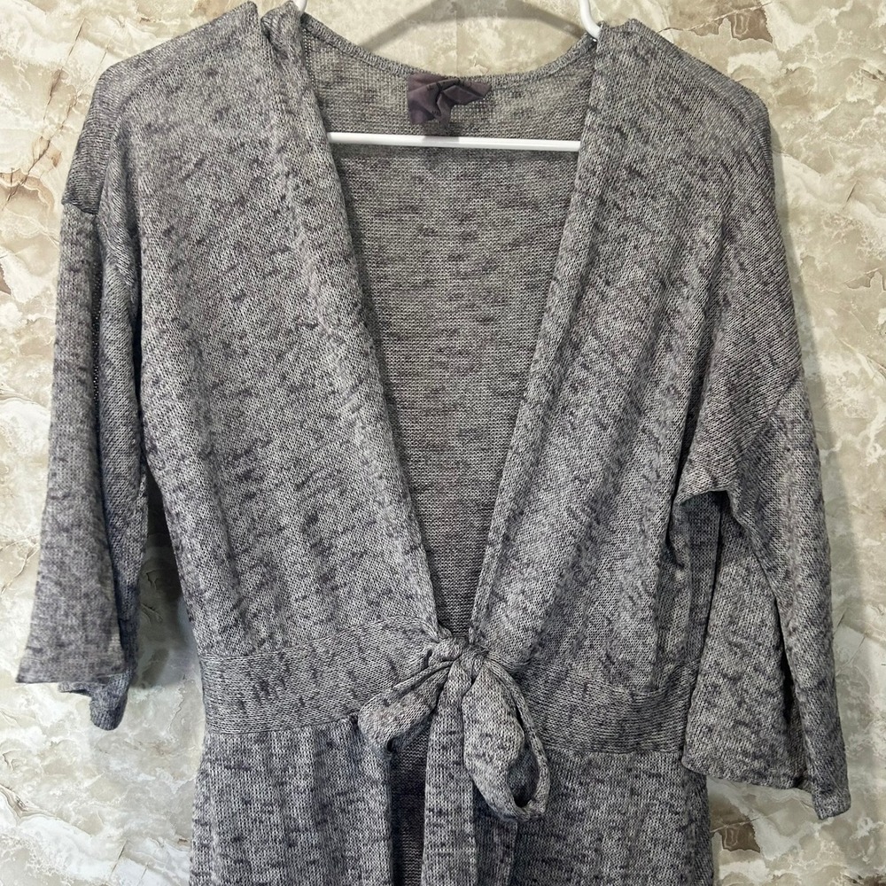 Fantastic Fawn Knit Tie Front Duster Cardigan Size L Lightweight Made in USA